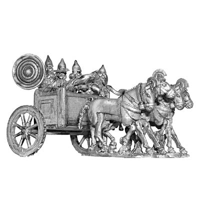 100ASS30 Assyrian four horse chariot and crew
