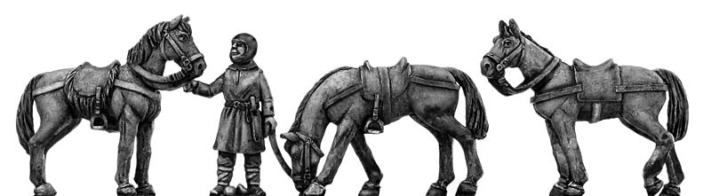 100DAK047 Horse holder and 3 horses