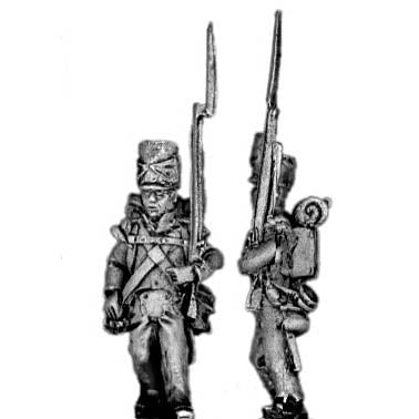 Flank company, marching, covered shako