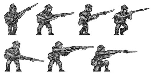 Japanese infantry in kepi advancing with rifle