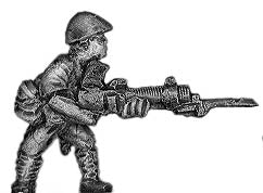 Japanese infantry with Type 96 LMG, in helmet, advancing