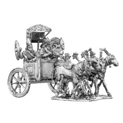 100ASS31 Assyrian King's four horse chariot and crew