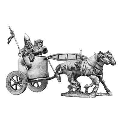 100ASS32 Assyrian early two horse chariot and crew