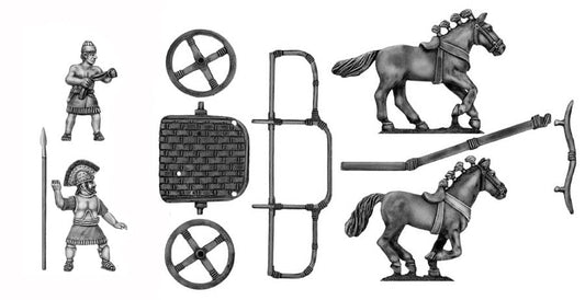 Bronze Age Greek Rail Chariot and two crew