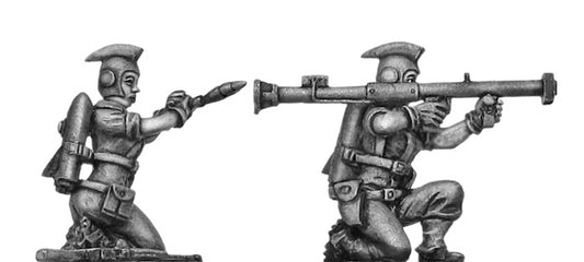 Rocket girl bazooka team in helmets