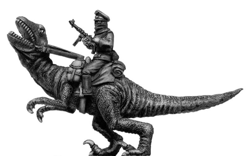 German officer riding Dinonicus armed with SMG