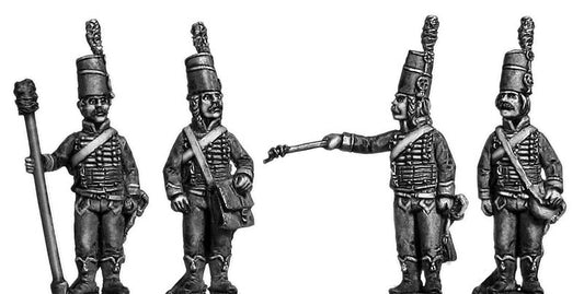 Revolutionary France: Horse Artilleryman hussar jacket firing gun Mirliton style shako