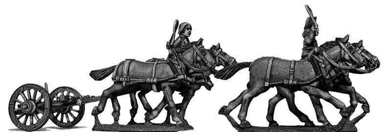 Revolutionary France: Four horse limber, cantering, with two civilian drivers