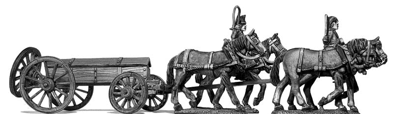 Revolutionary France: Four horse caisson, walking, with two civilian drivers