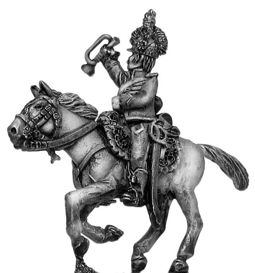 Revolutionary France: Chasseur Cheval Trumpeter short caracot jacket in helmet