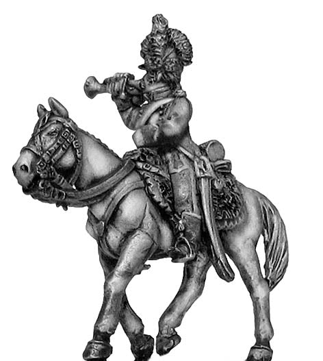 Revolutionary France: Chasseur Cheval Trumpeter tailed surtout coat in helmet