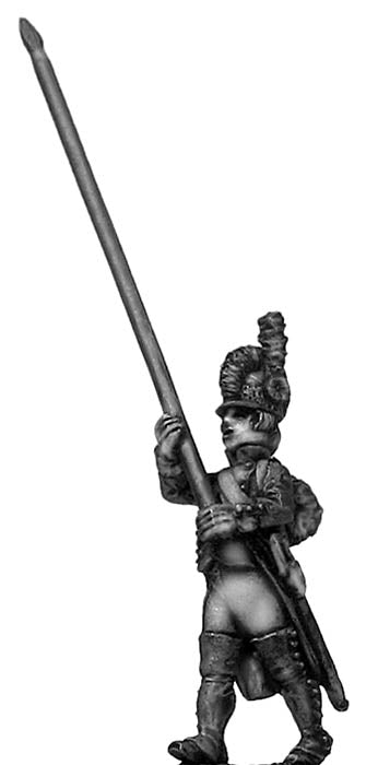 Revolutionary France: Standard bearer, casque, regulation uniform, marching