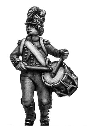 Revolutionary France: Light Infantry drummer c1793-96, casque helmet, short tailed jac