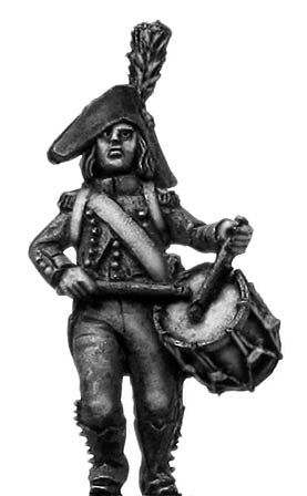 Revolutionary France: Light Infantry drummer c1793-1800, bicorne, short tailed jacket