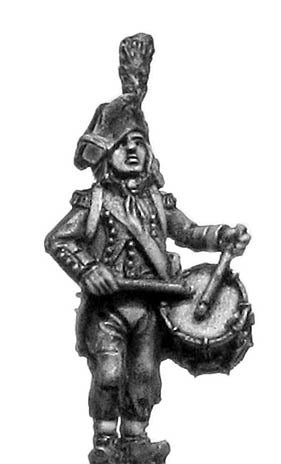 Revolutionary France: Light Infantry drummer c1793-1800, ragged campaign uniform, bico