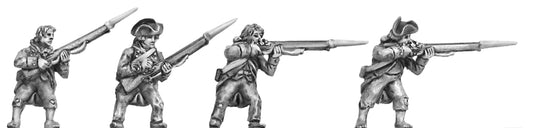 US Continental Infantry in campaign dress, firing and loading