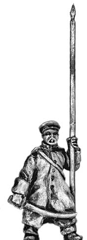 Russian infantry standard bearer in greatcoat and cap