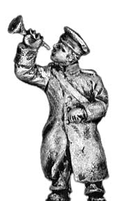 Russian infantry bugler in greatcoat and cap