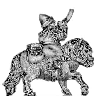 Dwarf musician, mounted