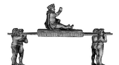 Mound Builder Chief on littler with four bearers