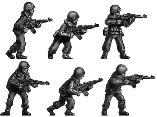 Russian infantry firing or advancing with AK-74