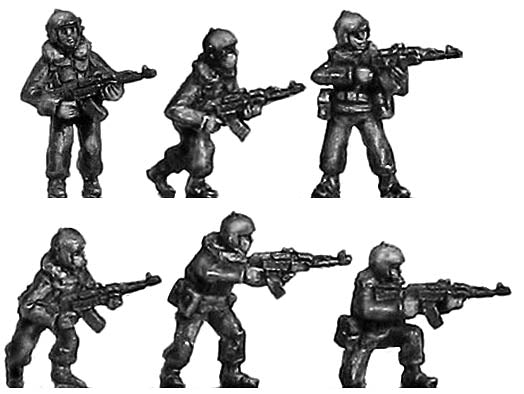 Russian MVD infantry, maska helmet, firing or advancing with AK-