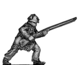 Tlingit warrior, slatted wooden armour, helmet and musket