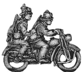 Bersaglieri on motorcycle with pillion passenger
