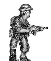 Pacific Australians, with Thompson SMG, in tin helmet
