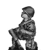 Japanese infantry with Type 89 knee mortar, kneeling, in helmet