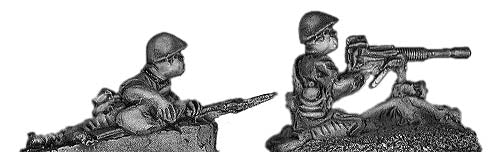 Japanese infantry with Type 92 HMG and No2, in helmet