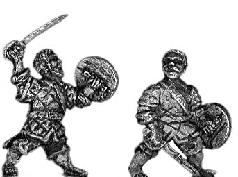 African sword and bucklerman, bare head