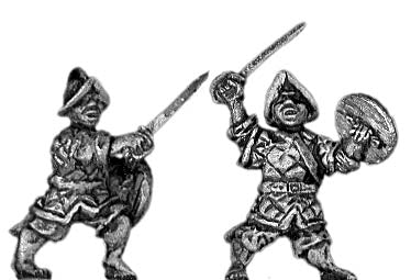 African sword and bucklerman, morion